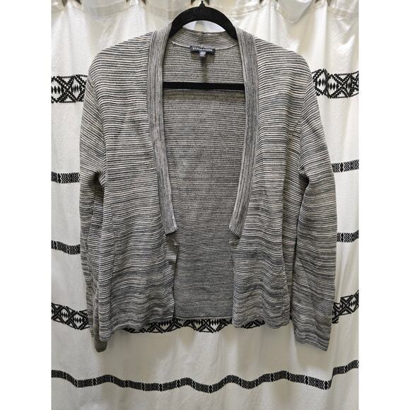 Eileen Fisher gray heather ribbed knit cotton blend open cardigan medium - Picture 1 of 12